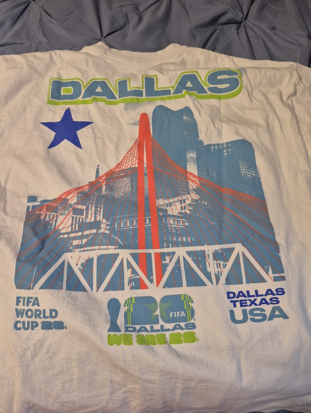 Dallas FIFA World Cup Graphic T-Shirt - White with Blue & Red Print